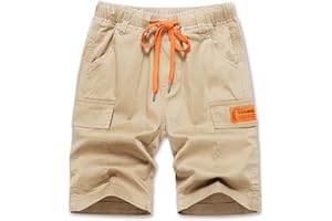 YoungSoul Pantalones Cortos Niño Bermudas Cargo con Bolsillo en Contraste