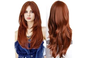 Colorful panda 28" 70 cm Brown Długa falista peruka cosplay dla kobiet, długie kręcone włosy naturalne z grzywką syntetyczne peruki dla dziewczynki na imprezę Halloween