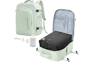 LIVBOTE Mochila Viaje Cabina Avion Bolsas de Viaje Vacio con Bomba con Compresión al Vacío Airbag, Impermeable, Equipaje de Mano 45x36x20 para Hombre Mujer -Verde