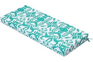 PRIMEPATIO Outdoor Bench Cushion 143×52cm – Waterproof Memory Foam 3‑Seater Bench Pad Blue | Patio Love‑Seat & Window‑Seat Replacement Cushion, UV & Water Resistant, Secure Ties for Stability