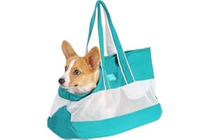 PETCUTE Borsa da Trasporto per Cani Fino a 10kg,Pieghevole,Borsa a Tracolla per Animali Domestici con Tappetino Rimovibile,Gancio di Sicurezza,Borsa per Cani di Piccola e Media Taglia,Cuccioli,Gatti