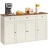 SONGMICS Home Sideboards for Salon Snapsemble, Kitchen Cabinet with | Super Quick Assembly, Adjustable Shelves, Rustic White