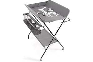 wuuhoo®Melvin fasciatoio Esclusivo e Pieghevole Regolabile in Altezza I Fasciatoio Pieghevole con/Senza Ruote e Spazio di stoccaggio I Fasciatoio Mobile in Grigio per Neonati e Bambini