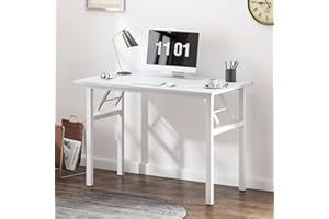 SogesHome Scrivania per Computer, Tavolo Pieghevole, Studio Ufficio Postazioni,Legno e Metallo,Tavolo per Studio,100 x 60 x 75 cm,Bianco, AC5DW-100-SH