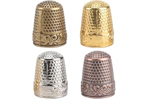 ICYWINK Dedales de Coser, Dedal Costura Metálico Anillo,4Pcs Protector de Aguja de Coser, Anillo de Metal para Dedos, Dedal de Tejer, para Bordado, Tejer Costura, Herramientas de Bricolaje