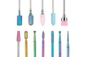 ANGNYA Nail Drill Bits 12 Pcs, Bits for Nail Cutter Attachments, Professional Cuticle Grinding Head Set Bit for Manicure Pedicure