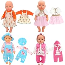 Vêtements Pour Poupée Bébé 35-43 Cm - Ensemble été Avec T-shirt, Pantalon, Foulard, Chaussettes - Cadeau Pour Enfants Filles/garçons