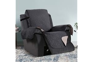 IR IMPERIAL ROOMS Imperial Rooms Recliner Armchair Cover Reversible Waterproof Recliner Sofa Covers Adjustable Elastic Straps Recliner Chair Covers For Pets & Kids Recliner Sofa Protector (Dark Grey-Beige)