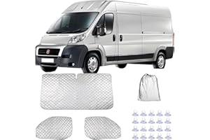 LARNMERN 3Pcs Internal Thermal Blind Set Compatible with 06-24 Fiat Ducato, Front Window Windscreen Cover x1 | Car Window Sunshades x2, Summer UV Protection & Winter Insulation for Campervans/Motorhomes