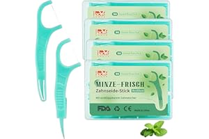 LAOYE Patyczki z nicią dentystyczną, miętowe, 200 sztuk, nić dentystyczna, wykałaczki o smaku mięty, flossery z rozkładanym patyczkiem do czyszczenia zębów, do czyszczenia przestrzeni między zębami