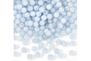 nbeads 3 Brins Environ 180 Pcs Perles de Pierre Naturelles, 6mm Bleu Calcédoine Ronde Perles Imitation Aigue-Marine Pierres Précieuses Perle Breloques pour Collier Bracelet Fabrication de Bijoux