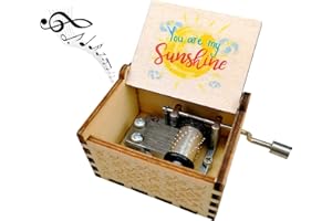 Ruikdly Carillon You Are My Sunshine Carillon a Manovella in Legno Scatole Musicali in Legno Intagliate Laser Inciso Carillon Legno per Regali di Compleanno Anniversario