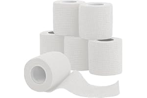 6 Pack Self Adhesive Bandage Wrap, SAREAL 5cm x 4.5m Athletic Wrap Self Adhesive,Vet Wrap,Tattoo Grip Tape,Sports Tape Bulk for First Aid Supplies and Wrist Sprains Protection