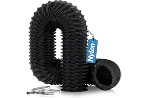 Hon&Guan ø75mm Abluftrohr 5m Flexschlauch mit 2 Schlauchschelle, Nylon Material Luftröhre Hitzebeständig Verschleißfest für Standheizung, Abluftventilator, Belüftungssystem, Schwarz