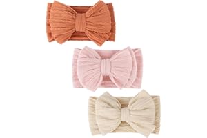 DRESHOW Stirnband Baby Mädchen Dehnbare Nylon Stirnbänder Handgefertigte Haarband for Neugeborene Kleinkinder Kinder 3 Stück