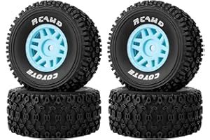 RCAWD Mojave Grom Pre-Glued Wheel Tire Set, 12mm Hex Adapter 1.6" for 1/16 ARRMA Balance Grip & Durability Nylon Rubber Upgrades Parts All Terrain Adaptation 4pcs Blue