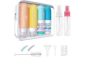 SENERMA Bottiglie da Viaggio in Silicone, Revivoer 17 Pezzi Kit da Contenitori, Flaconi Ricaricabili per Liquidi, Shampoo, Crema, Lozione, senza BPA