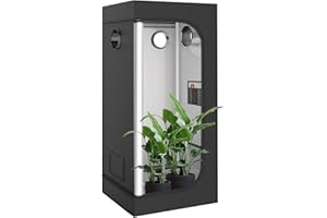 TOPRON Tente de Culture 90x90x180cm, Tente de Culture avec fenêtre de visualisation, Tente de Culture intérieure en Mylar réfléchissant, Plateau de Sol Amovible, pour Salle de Culture de Plantes