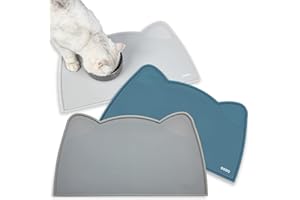 OHMO Petit Tapis Gamelle Chien et Chat, (46 * 25cm, Gris foncé), Tapis de Plateau Gamelle de Nourriture Antidérapant pour Chat et Chien