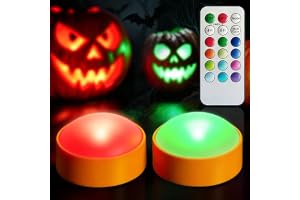 Yakpo 2-pack halloween färgskiftande pumpa-lampor med fjärrkontroll och timer