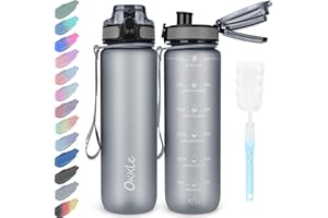 OKKLE Water Bottle 1L BPA Free Sport Drinks Bottle with Portable Handle 1 litre water bottle Lock Cover, Leak Proof,for Gym, School,Outdoor,Sports,Fitness& Office