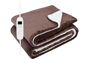 DMD COLLECTIVE DMD® | Soft Sherpa & Fleece Electric Blanket, 1-9 Heat Settings, 9 Timer Settings with Auto-Shut Off & LED Display, Throw Blanket For Home, Office, Machine Washable (Chocolate Brown, 120cm x 160cm)