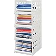 Hossejoy Extra Large Set of 4 Stackable Wardrobe Storage Organiser, Foldable Wardrobe Storage Box Organizer, Plastic Closet Organiser Shelves Basket, Perfect for Home, Bedroom, Office