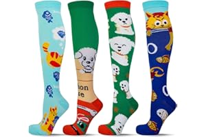 LEOSTEP Skarpety uciskowe dla mężczyzn i kobiet (4 pary) antypoślizgowe długie skarpety wspierające rurkę idealne do biegania, pielęgniarek, podróży, lotu, ciąży, 20-30 mmHg