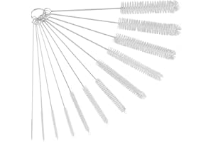 CARVE IDEAS Lot de 12 Brosses De Nettoyage,Goupillon De Nettoyage,Brosse De Nettoyage pour Tube,Bouteille en Verre,Biberon,Bouilloire Et Clavier,Brosse De Nettoyage en Nylon pour Bouteille, Blanc