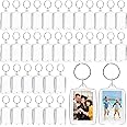 MAKINGTEC 150 Pieces Photo Insert Keychain Clear Acrylic Picture Keychains Picture Frame Key Chain 2.2 x 1.6 Inch Rectangle Blank Photo Keychains for Christmas Valentine Holiday Photo Diaplay Supplies