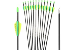 400-Spine Flèche 30-Pouces Flèche Flèches Carbone Flèche Cible Flèche de Chasse Arc à Poulies Arc Recurve Adulte Jeunesse Tir à l’Arc Entraînement 12pcs Style2