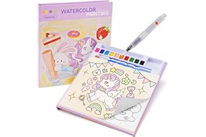 SKYYUE Libro da Colorare con Acquerelli per Bambini, Libro con Colori ad Acqua Dipingi con Libri ad Acqua Bambini Set di Pittura ad Acquerello, Giocattolo Educativo per Ragazzi e Ragazze dai 3-8 Anni