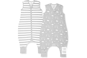 Mama Cheetah Sac de couchage pour bébé avec pieds 3T-4T, 1.0 TOG Organic Cotton Baby Wearable Blankets with Legs, Baby Sleeping Bag for Walkers, Early Walker Large (Sac de couchage pour bébé marcheur)