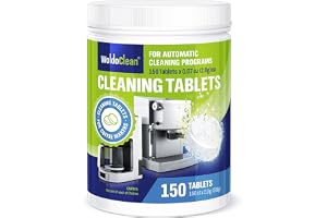 WoldoClean Rengöringstabletter till Kaffemaskin - 150 Stycken Fettlösare | Kaffefettlösare tabs för det automatiska rengöringsprogrammet, löser kaffeolja, kompatibel med Jura, Siemens, Philips
