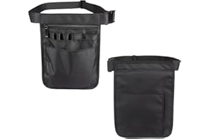 ATBUSS 1 torba na pasek, regulowany organizer, z wieloma kieszeniami, mały organizer na akcesoria, wielofunkcyjna torba na pasek pielęgniarki na długopisy, patyczki higieniczne, chusteczki (czarna), czarny,