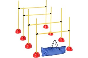 PawHut Agility zestaw dla psów, 5-częściowy, do napełniania, wyposażenie agility do treningu psa, zestaw płotek z regulacją wysokości, torba transportowa, akcesoria treningowe, trening koordynacyjny