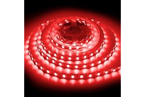 ShineBurky Striscia LED 12V 5 Metri Rosso, Strisce LED Adesive SMD5050 300LEDs Luci LED Strip Light Flessibili Tagliabile per Camera Cucina TV Decorazione (Senza Alimentatore)