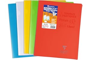 Clairefontaine 980420C Un Cahier Travaux Pratiques Koverbook - 64 Pages Grands Carreaux 90 g et Unies Blanches 125 g - 24x32 cm - Couverture Polypro Agrafé - Couleur Aléatoire