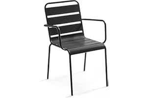 Oviala Fauteuil de Jardin en métal Gris Anthracite - Palavas