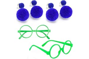 HBINGL Mirabel Glasses, 2 Pcs Mirabel Green Glasses, 2 Pair Earrings, Girls Costume Accessories Green Round Frame Glasses Kids Bag Earrings Halloween Princess Party Cosplay Dress Up