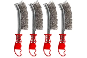 Lot de 4 Brosses Métalliques: HOMURY Brosse Inox avec Poignée en Plastique, Brosses Manuelles à Main Ergonomiques, pour Décapage Rouille Contre Poussière Nettoyage de Soudure Slag