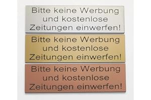 BigTrend24 Briefkastenschild Schild - Bitte keine Werbung und kostenlose Zeitungen! 3 Farben Gold
