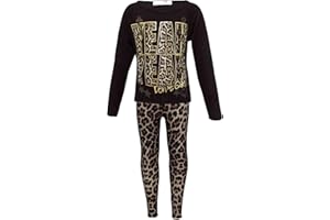 A2Z4KIDS A2Z 4 Kids Nouveau Filles"YEAH YEAH" Imprimé Fête Mode Top T Shirt & Léopard Legging Set Âge 7 8 9 10 11 12 13 Ans