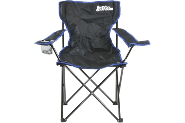 just be - Chaise de camping pliable., Black - Blue Trim