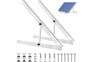 shirylzee - Lot de 2 supports de panneau solaire de balcon, support de panneau solaire en aluminium, angle réglable de 0 à 90°, pour modules PV, balcon, support de toit plat, fixation de toit RV(114