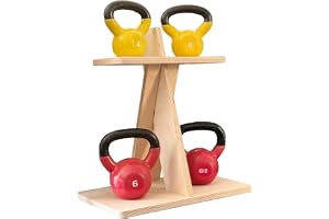 Swing Träställ för Kettlebell – Vikthållare i trä för hemgym, Kompakt rack för kettlebells, Handgjord i björk, Maxkapacitet 1
