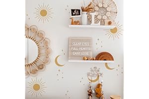 Funlife 72 pcs stickers muraux, autocollants muraux, décorations murales en PVC transparent pour la rénovation de la chambre des enfants et de la salle de jeux, le soleil et la lune