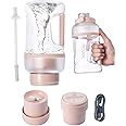 XCOOL 3-in-1 Electric Protein Shaker Bottle, 1L Portable Blender with Straw and Handle Large Capacity, Magnetic Rechargeable, Self-Clean, 70W BPA-Free Shaker Cups for Protein Shakes