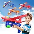 TODARRUN Airplane Launcher Toys,3 Pack 13.2 Inch LED Foam Glider Catapult Plane Toy for Boys,2 Flight Modes Outdoor Flying Toys Birthday Gifts for Boys Girls 3 4 5 6 7 8 9 10 11 12 Year Old