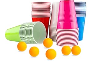 Vexillic Kubek Imprezowy do Piwnego Ponga, 70 sztuk, Wielorazowe Kubki do Picia, 16oz Zestaw w 5 Kolorach, na Imprezę, Kemping, Urodziny, BBQ
